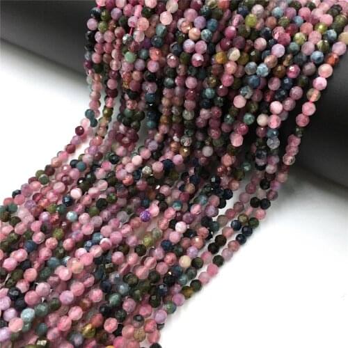 Natural Tourmaline Beads Rose Faceted Small Stone Bead For Jewelry Making DIY Necklace Rings Bracelets 15.5"