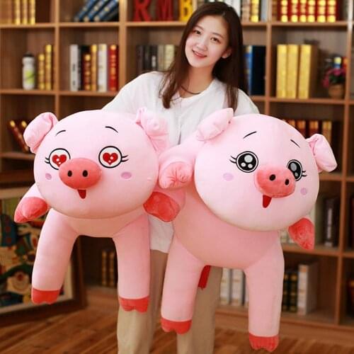 60-80CM2 Pattern Dute Doft Pig Doll Plush Toy Dolls Pig Pudding Pillow Animal Doll Pillow Home Decoration Girl Birthday Gift