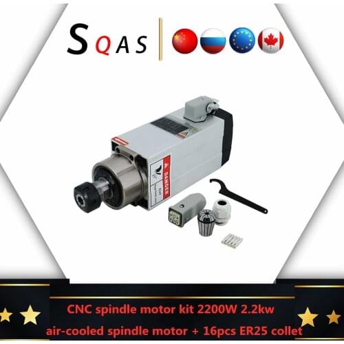 CNC spindle motor kit 2200W 2.2kw air cooling spindle motor +huanyang inverter/VFD+16pcs ER25 collets for cnc modul kit