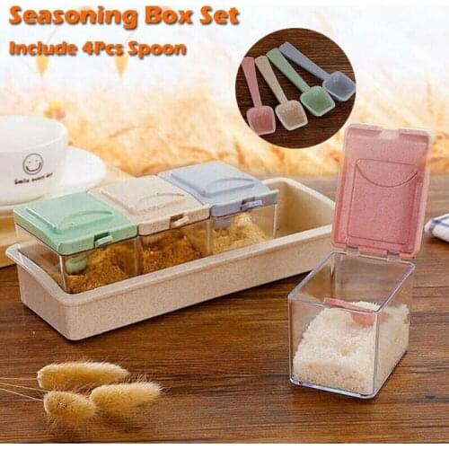 Kitchen Spice Condiment Box Transparent Spices Seasoning Storage Container Case Home Decorative Supplies Tool