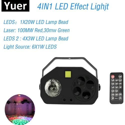 Magic Ball Laser Pattern Strobe 4IN1 LED Stage Light DMX 512 Sound Activated Rotating Disco Ball Party Lights LED Strobe Light