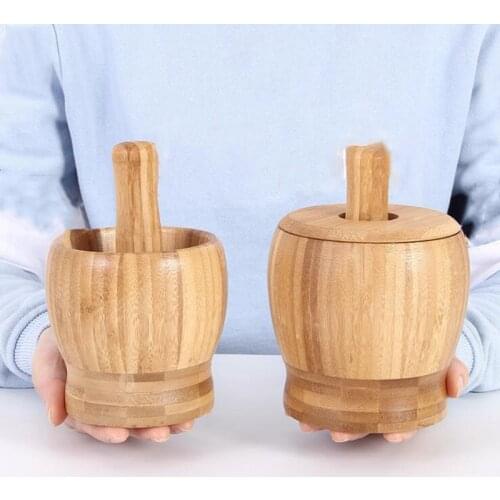 Multifunction Garlic Press Wood Mortar And Pestle Set Manual Ginger Spices Mortar Pestle Set Grinding Bowl Grinder Kitchen Tool