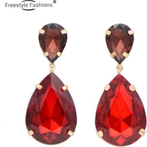 Fashion trendy Welded copper jewel shell glass stud earrings for women