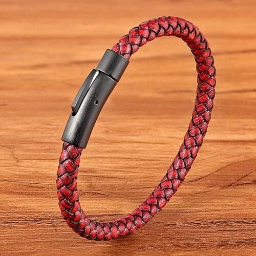 Fashion Simple Design Hand-woven Braided Leather Bracelet For Men Women Stainless Steel Button Birthday Couple Jewelry Gift