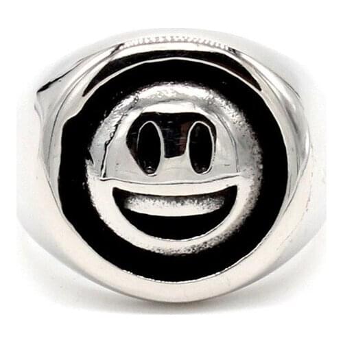 Stainless Steel Men Rings Retro Smiling Finger Ring Jewelry Gifts
