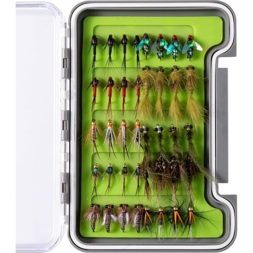 Bassdash Fly Lure Kit with Fly Box Trout Steelhead Salmon Fishing Flies Assortment 40pcs