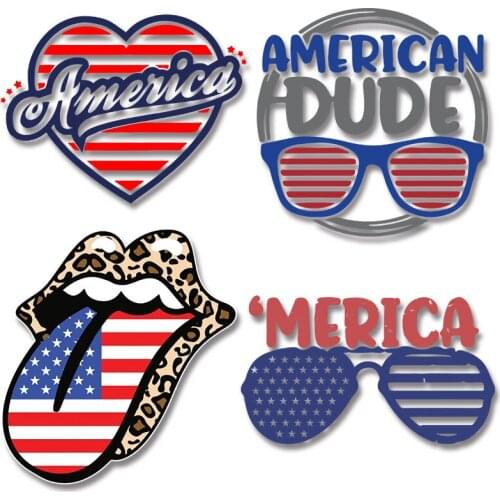 Glasses Lips Ironing stickers Patches for clothing Heat Transfer printing DIY Appliques Patches for Kids Clothing Jacket