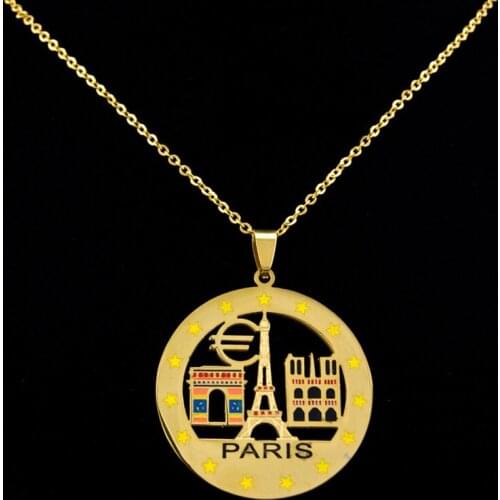 Brand New Paris Necklace jewelry women Pendant Eiffel Tower Notre Dame triumphal arch charms Necklace stainless steel nice gift