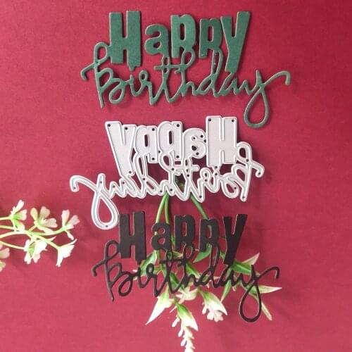 New Happy Birthday English Art font combination Metal cutting Mould scrapbook DIY Photo album Card template Paper Technology