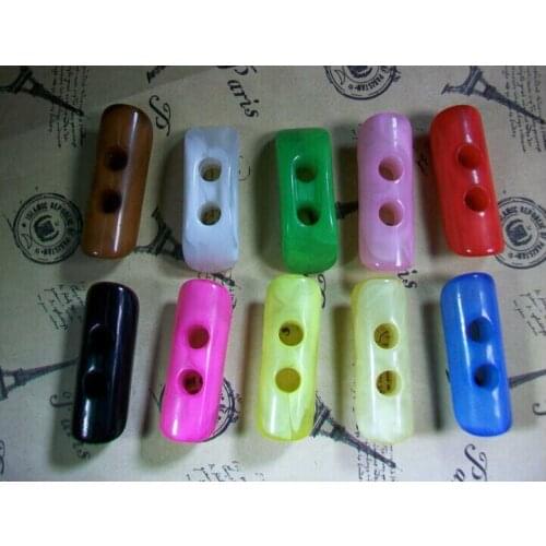 Resin toggle button Sewing 2 holes Resin Buttons Craft Accessories Coat Kniting Garment Trim Assorted Colors 38*13.5mm 50 pcs