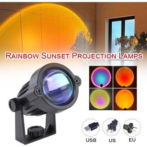 Rainbow Sunset Projection Lamps Atmosphere Night Light Home Coffee Shop Background Wall Decoration Colorful Lamp Dropshipping