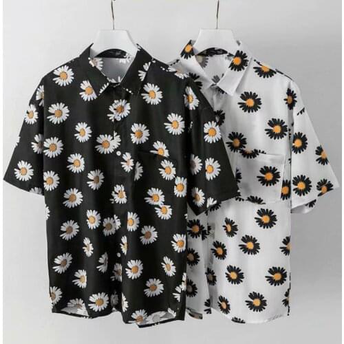 Daisy Shirt Men Fashion Hip Hop Shirt 2020 Summer Hawaii Style Mens Shirts Short Sleeved Lapel Casual Button Shirt Men M-3XL