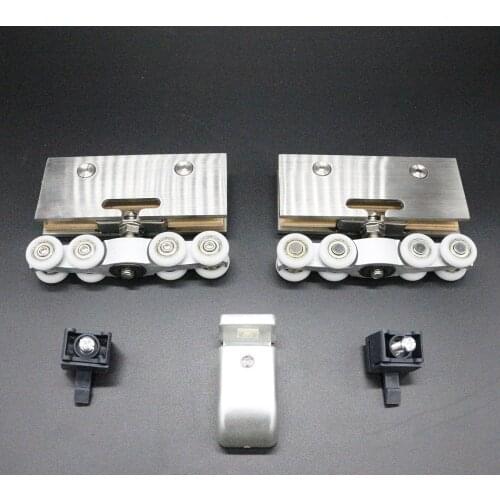 Stainless steel glass door sliding wheel with clamp big square size glass fitting sliding door hanging wheel