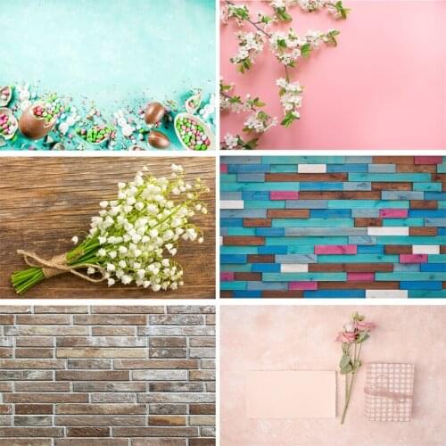 SHENGYONGBAO Vinyl Custom Photography Backdrops scenery Flower and Wooden Planks Photography Background 191020-21-22-002