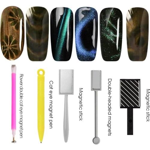 Yinikiz Double Head 3D Magnet Top Coat Cat Eye Flower Magnetic Pen DIY High Quality Nail Art Magic Nail Magnet Tools