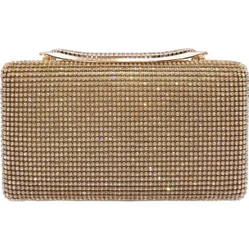 Womens Buttons / Crystals Synthetic Evening Bag Solid Color Rhinestone Purse Wedding Clutch Handbag Black / Gold / Silver