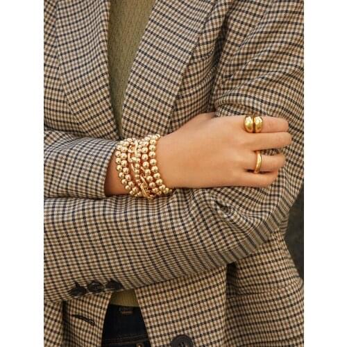 2021 Simple Design Gold Plated Chunky Rings Geometric Thick Round Stake Dome Rings For Women Girl Party