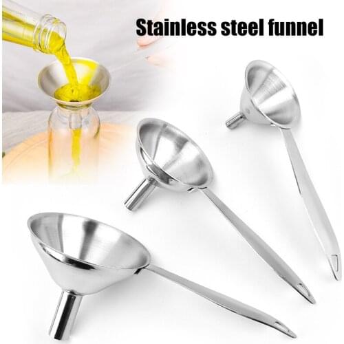 3 in 1 Metal Funnels for Filling Bottles Stainless Steel Small Kitchen Funnels Set for Transferring Oils Liquid M56