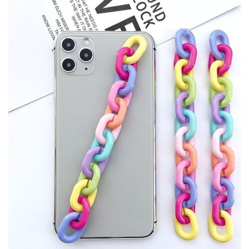 5pcs New Candy Color Resin Chain Mobile Phone Lanyard Fashion Colorful Mobile Phone Chain Hanging Accessories DIY Jewelry