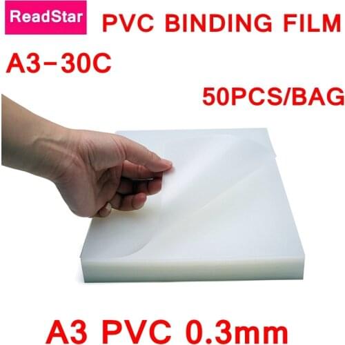 50PCS/LOT A3-30C PVC Binding film A3 297x420mm Comb binding machine suppliers 0.3mm A3 Transparent Binding covers