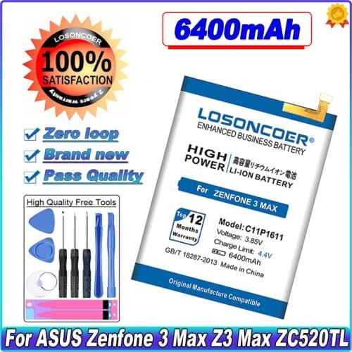 LOSONCOER 6200mAh C11P1611 Battery For ASUS Zenfone 3 Max Z3 Max ZC520TL Battery