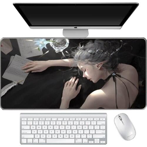 Large Gaming Mouse Pad Ghost Sword Princess Computer Gamer Keyboard Mouse Mat Desk Mousepad for PC Desk Pad Extra Big Mice Mat