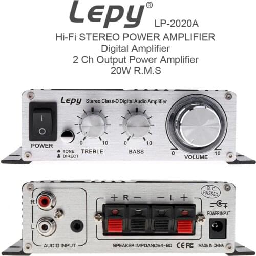 LP-2020A 20Wx2 2CH Stereo Class-D Digital Audio Amplifier Hi-Fi Stereo Power Amplifier with Over-current Protection