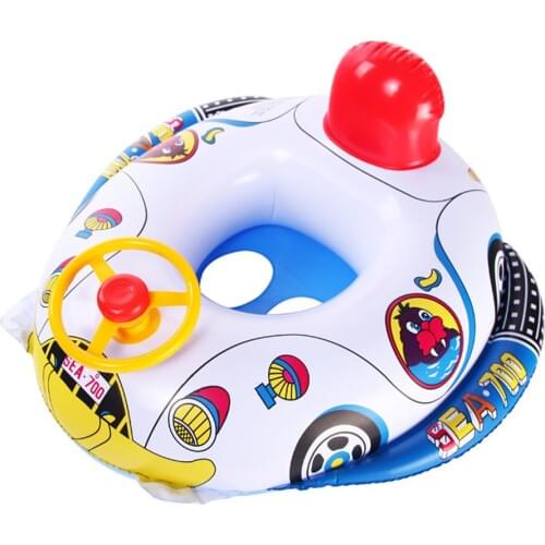 Summer Baby Inflatable Pool Ring lap Swim Seat Float Boat Baby Swim Pool Toys Car Shape Aid Trainer with Wheel Horn