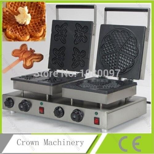 2 heads Heart & butterfly shape Electric Waffle Maker Snack Machine Muffin Cake Machine Waffle Iron