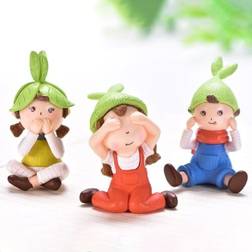 1PC Cute Girls Gnome Figurine Miniature Fairy Garden Decor Micro Landscape Succulent Handmade Craft Gift Keychain Accessory