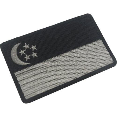 Singapore Flag Infrared Reflective IR Embroidered Velcros Patches National Flag Military Patch Embroidery Badges Red Black Flags