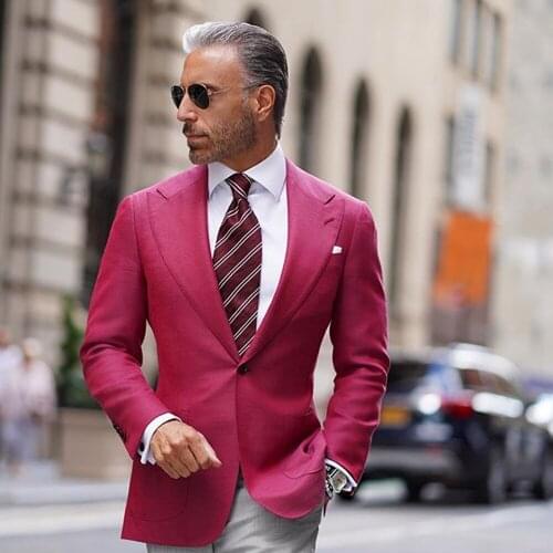 Handsome Men Tuxedos Classic Peaked Lapel Loose Custom Made Blazer Smart Casual Business Party Prom Wedding Suits 1 Piece Set