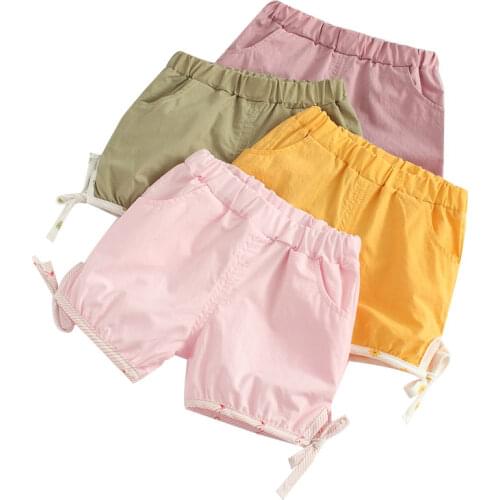 Summer Baby Girl Short Pant Bow Solid Kids Girls Infant Cotton Panties Beach Bloomers Clothing