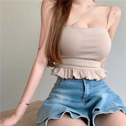 Sling Summer T-Shirt With Short Club Style Halter Sexy Vest Tight Fashion Crop Top Female Vest Sleeveless Seamless Bralette