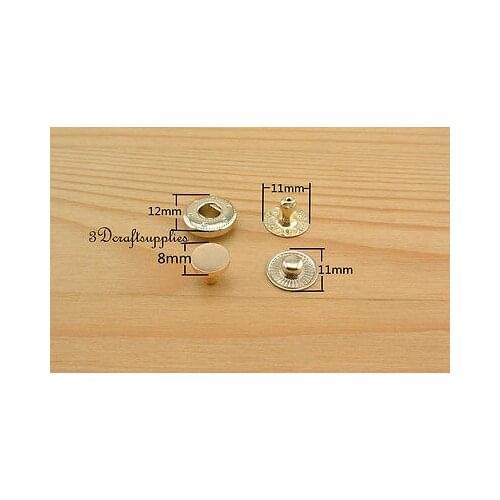 Snap fastener copper Press stud Snap Buttons light gold zinc 20 sets 8 mm K132