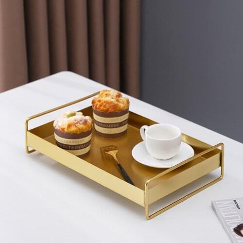 Home Ins Style Golden Storage Tray Iron Dessert Gourmet Tray Jewelry Cosmetics Perfume Storage Desktop Multifunctional Home