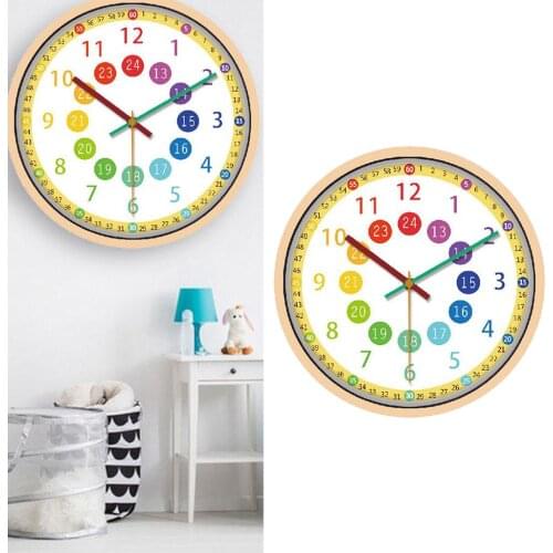 Wall Clock Kids Bedroom Battery Operated 12' Learning Clock Colorful Hands