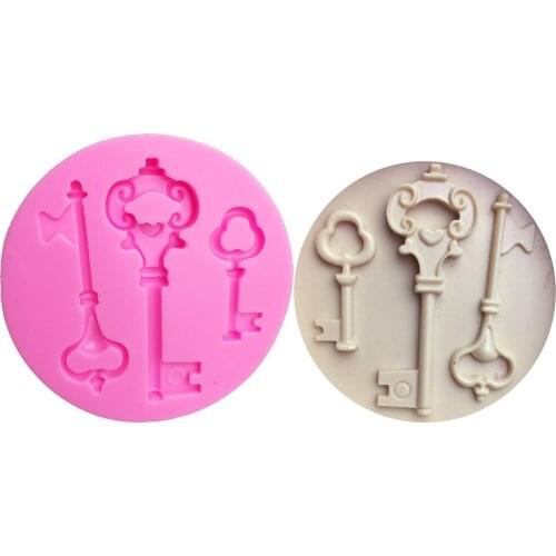 New Key Fondant Silicone Mold Pastry Biscuits Chocolate Mold Cookies Candy Ice Cube Clay Mould Baking Cake Decorating Tools