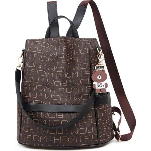 2021 New Travel Leisure Backpack Women Fashion PU Letter Print Pattern Womens Backpack Harajuku Waterproof Shoulder Bag Handbag