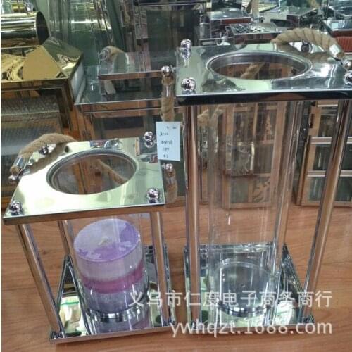 The new stainless steel glass candlestick Candlestick craft ornaments European minimalist hotel clubs home furnishings