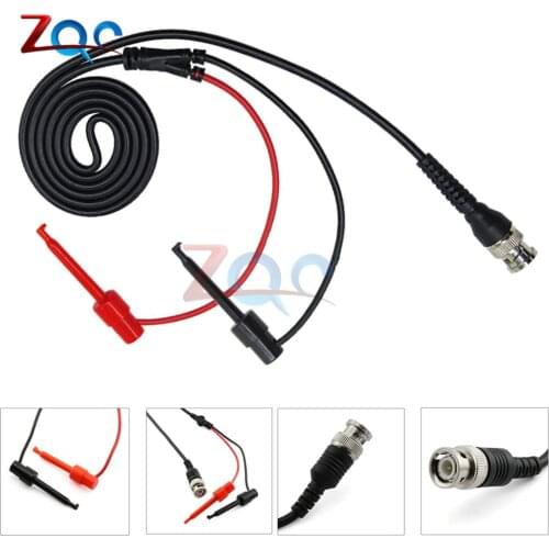 Oscilloscope P1007 BNC Male Plug Q9 to Dual Hook Clip Test Probe Cable Leads 120CM w/ Two Mini Probes Ended 500V 5A IC Test Hook