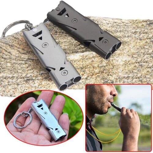 Portable Aluminum Safety Whistle Double Lifesaving Emergency SOS Outdoor Survival Whistle Tactical Emergent Survival Equipment