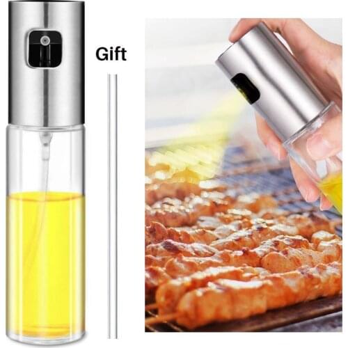 Portable Oil Bottle Sprayer Barbecue Stainless Steel Bottles Glass Oil Cans Holders Olive Oil Sprayer for Baking Roasting