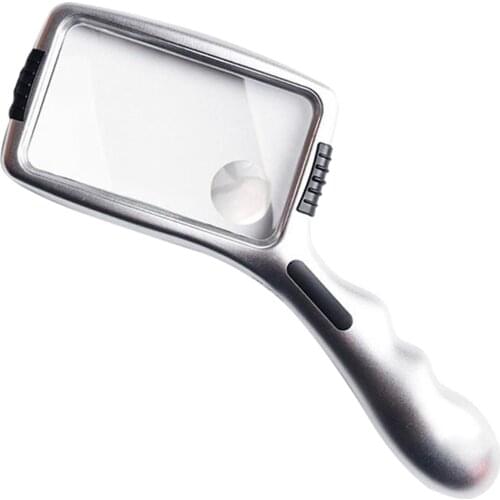 Durable Dimmable Handheld Lighted Magnifier And 10x LED Lamp Beads