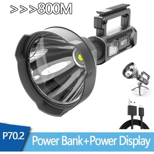 XHP70.2 Handeld Searchlight Super bright LED Portable Spotlights XHP50 Flashlight Mountable bracket with power bank 8000 mAh