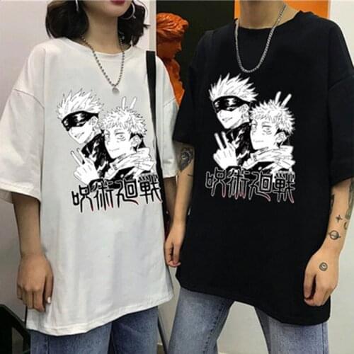 Conjuration Back Jujutsu Kaisen Shirt Printing Casual Tops For Women Loose Mens Short Sleeve Shirt Unisex Clothing