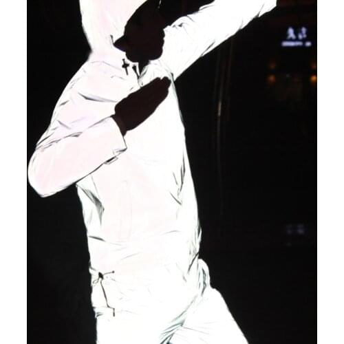 Silver Reflective Fabric By Yard High Shine Fabric Silver Fashion At Night for Clothing PatchWork Sewing Art