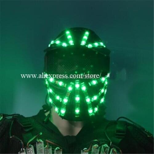 New RGB Colorful LED Luminous Robot Helmet Flashing Halloween Christmas Party Stage Performance Hat Headwear For Dancing Bar DJ