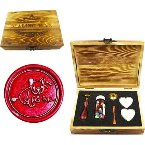 Cops Dog Wax Seal Stamp with 3 Sealing Wax, Gold ,blue and Wine Red Wax