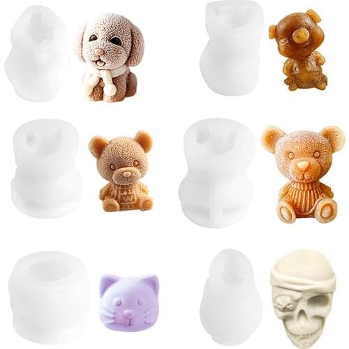 Creative Cute Cartoon Dog Cat Skull Bear Pig Shaped Silicone Ice Cream Mold Ice Tray Cube Maker Kitchen Accessories